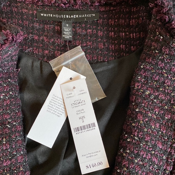 Brand NWT White Black Market cropped tweed jacket with tiny little sequins. - Picture 9 of 12